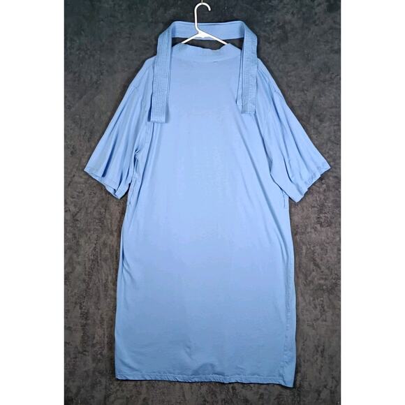 Vermont Country Store Robe Women Large Blue Short Sleeve Cotton Lounge Housecoat - Picture 5 of 6